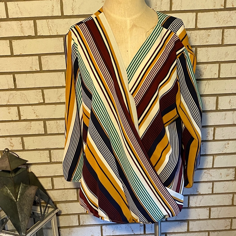 Apt. 9 Multicolor Striped V-Neck Blouse